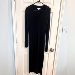 Topshop Ribbed Black Knit Long Sleeve Dress